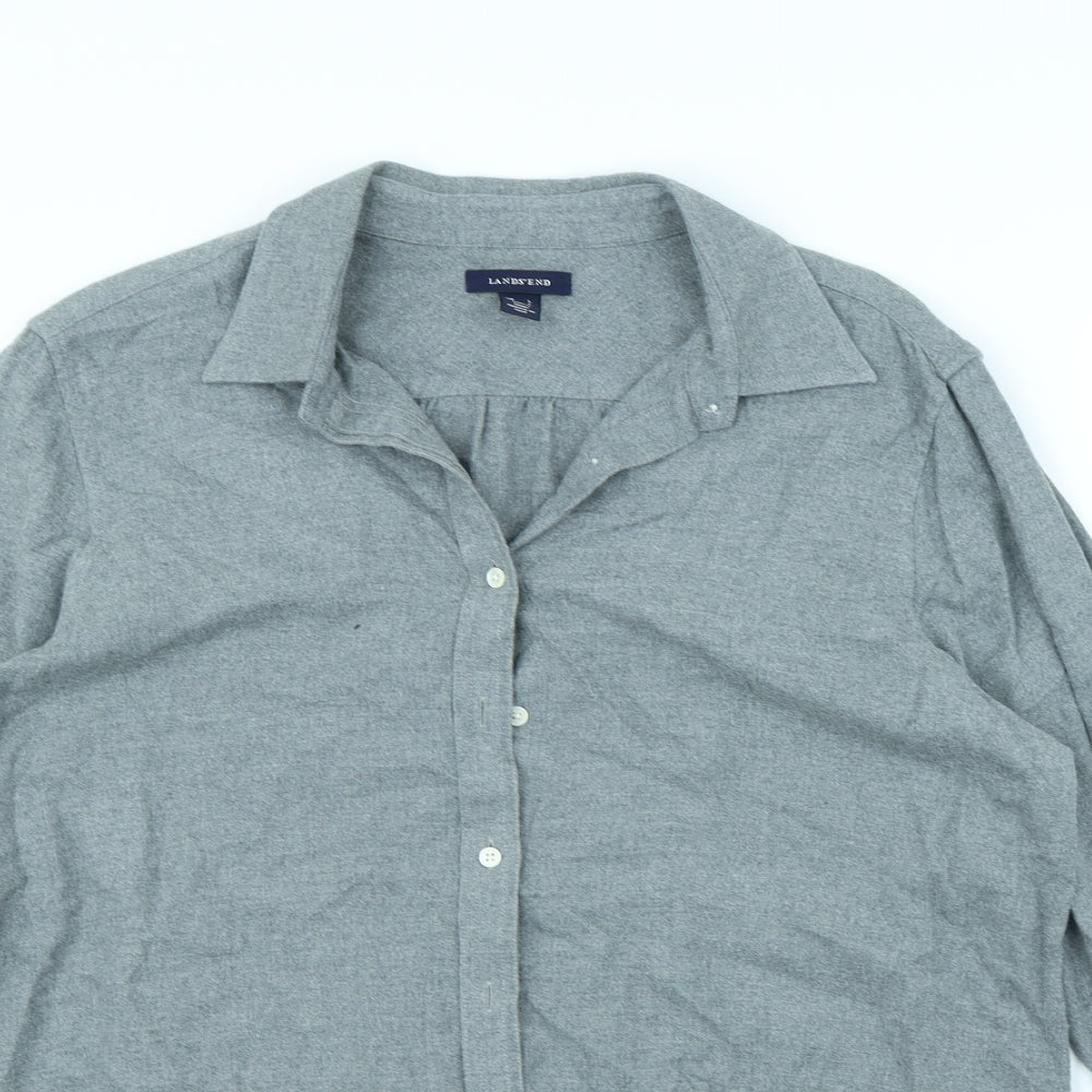 Landsend Mens Grey    Dress Shirt Size L