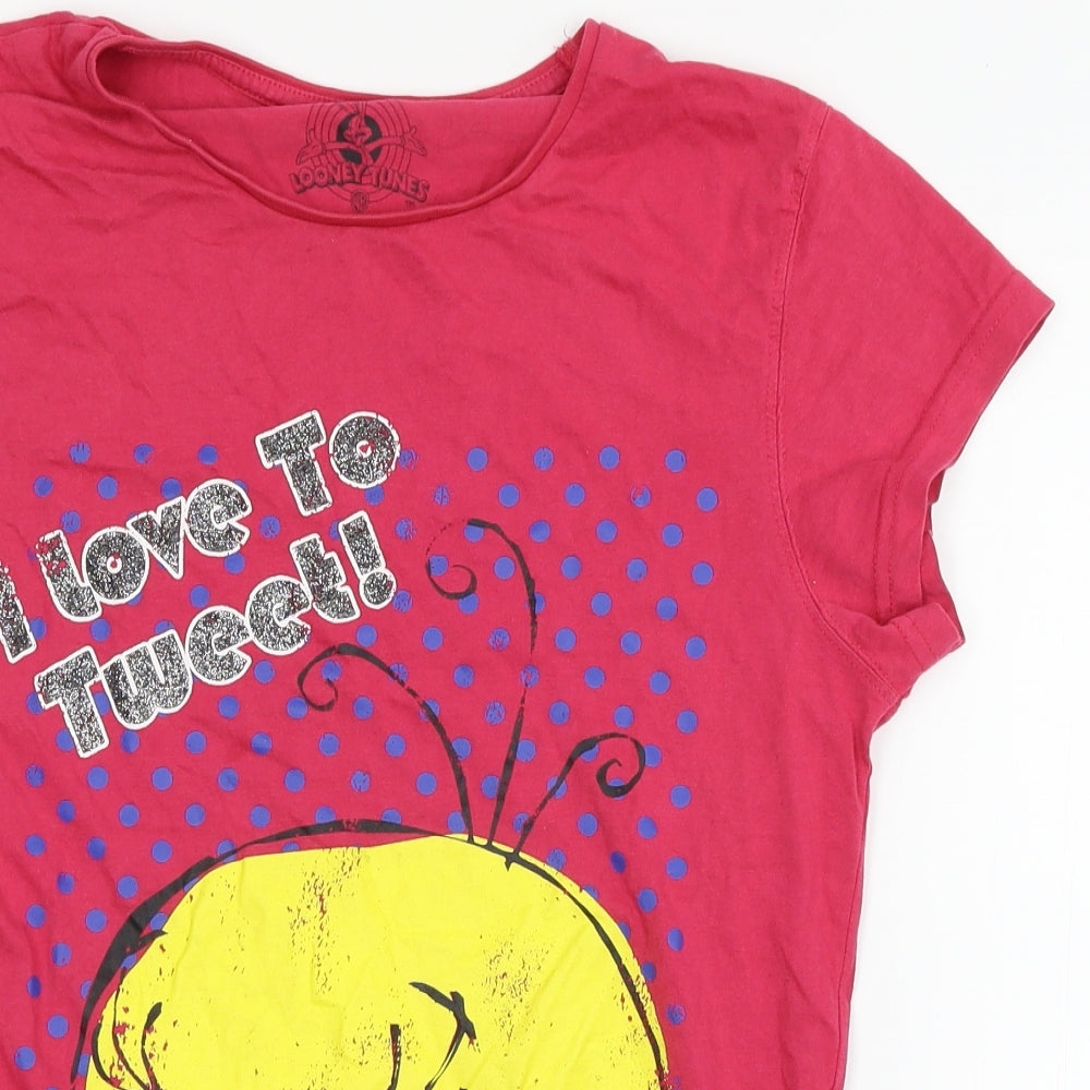 Looney Tunes Girls Red   Basic T-Shirt Size 14 Years  - tweety pie