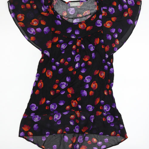 Wallis Womens Black Floral  A-Line  Size 10