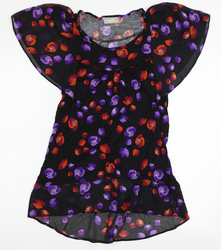 Wallis Womens Black Floral A-Line Size 10