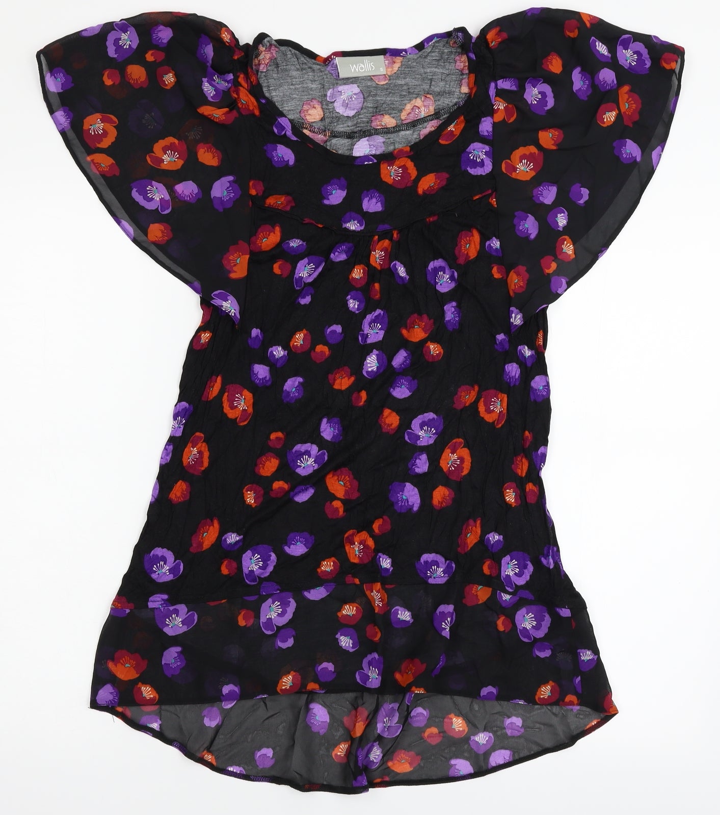 Wallis Womens Black Floral  A-Line  Size 10