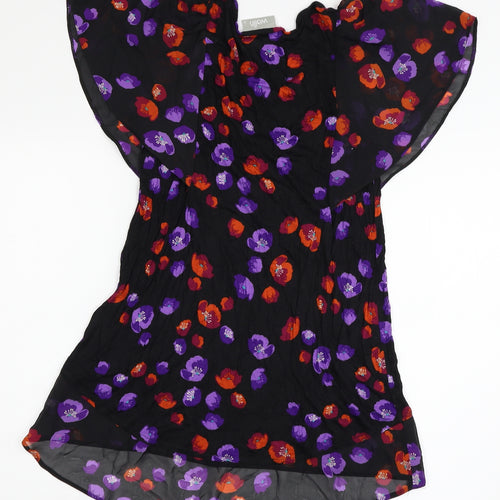 Wallis Womens Black Floral  A-Line  Size 10