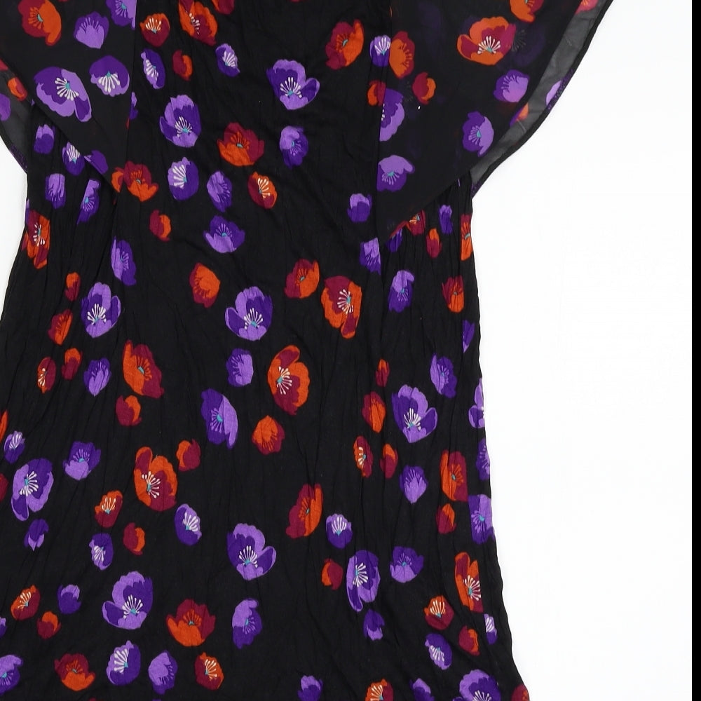 Wallis Womens Black Floral  A-Line  Size 10