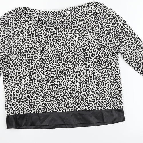 Candy Couture Womens White Animal Print  Basic T-Shirt Size 16  - faux leather trims
