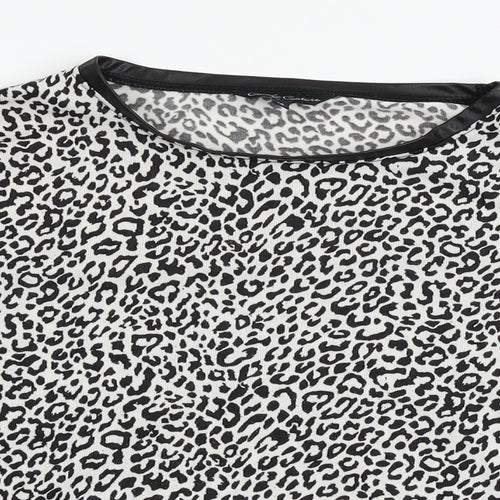 Candy Couture Womens White Animal Print  Basic T-Shirt Size 16  - faux leather trims