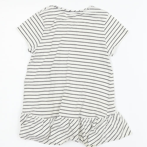 Unbranded Girls White Striped  Basic Blouse Size 5-6 Years  - heart