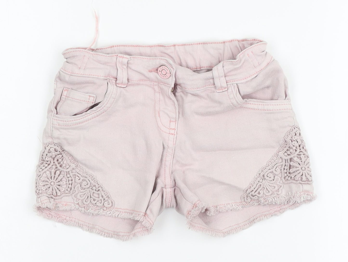 TU Girls Pink Floral Denim Mom Shorts Size 7 Years - Jean shorts, floral