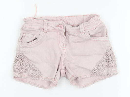 Front view of Tu girls’ pink floral denim mom shorts, size 7, years - jean shorts, floral