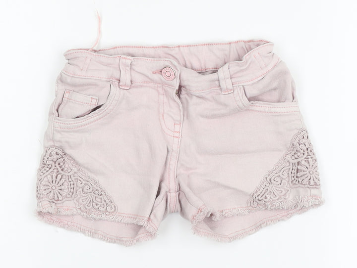 TU Girls Pink Floral Denim Mom Shorts Size 7 Years - Jean shorts, floral