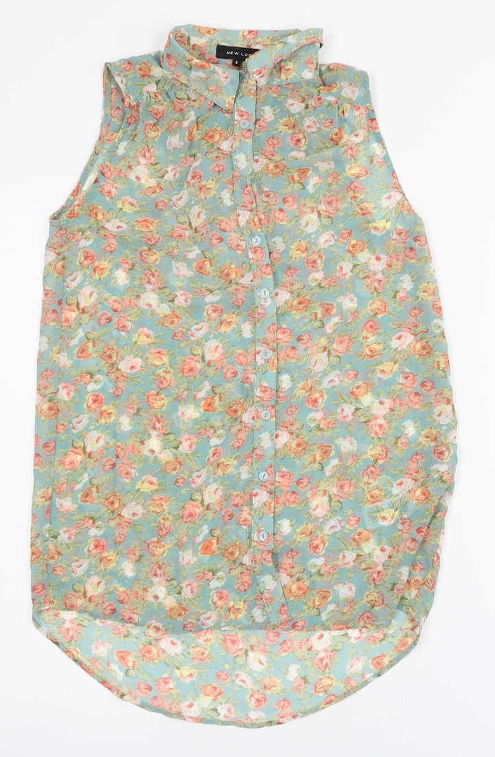 New Look Womens Green Floral Button-Up Size 6