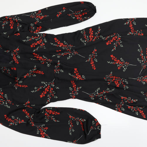 Boohoo Womens Black Floral  Kimono Dress Size 28