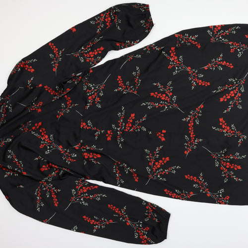 Boohoo Womens Black Floral  Kimono Dress Size 28