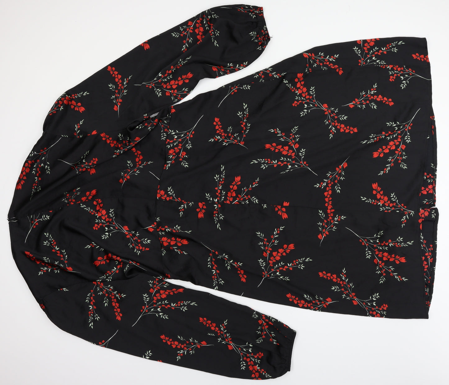 Boohoo Womens Black Floral  Kimono Dress Size 28