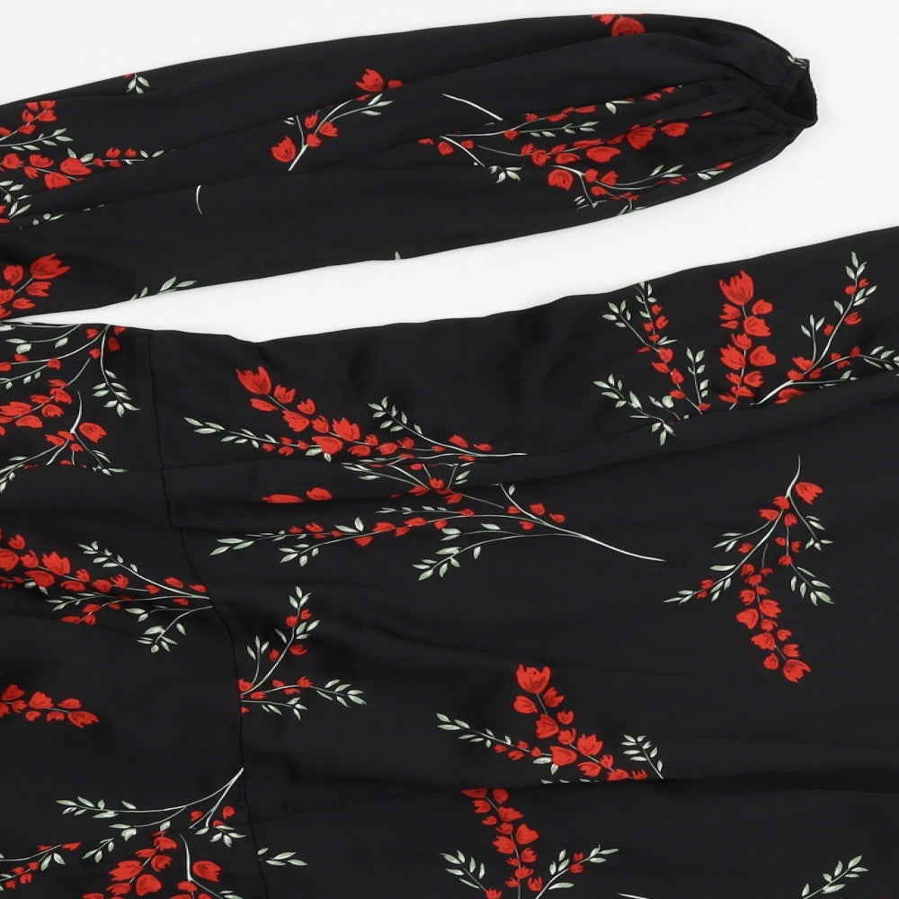 Boohoo Womens Black Floral  Kimono Dress Size 28