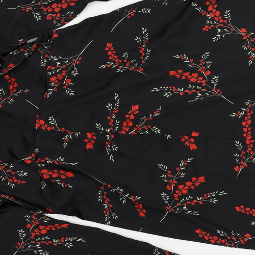 Boohoo Womens Black Floral  Kimono Dress Size 28