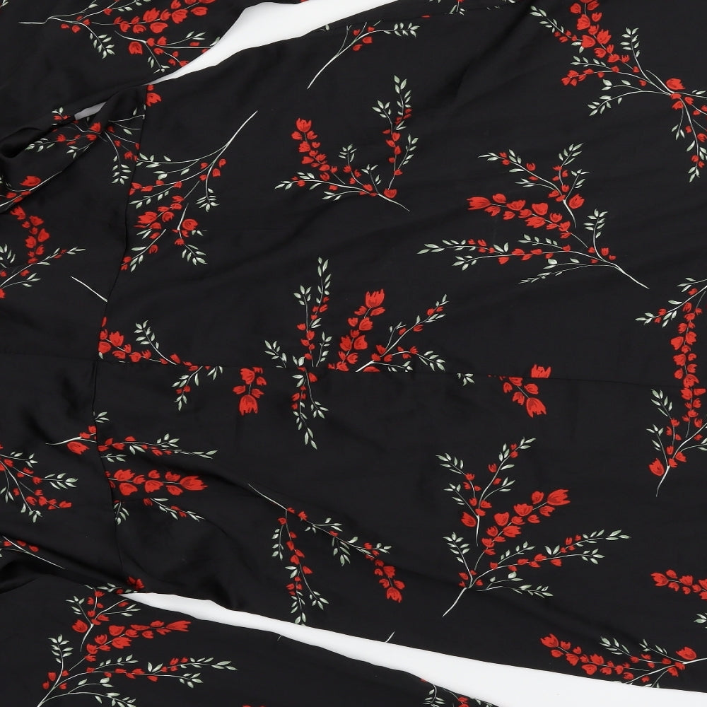 Boohoo Womens Black Floral  Kimono Dress Size 28