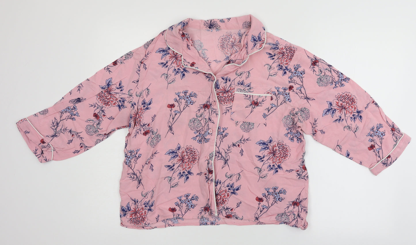 George Womens Pink Floral  Top Pyjama Top Size 12