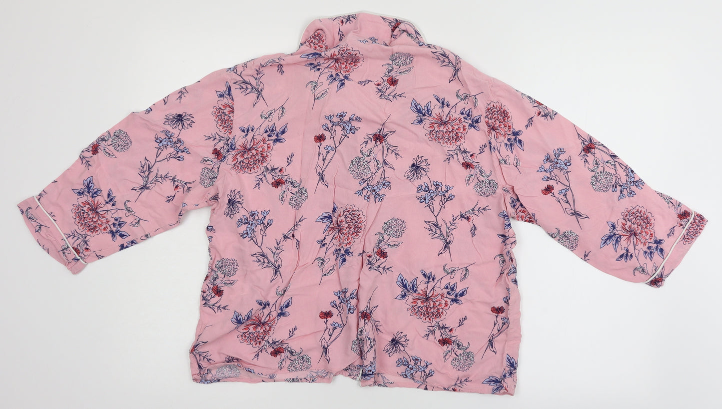George Womens Pink Floral  Top Pyjama Top Size 12