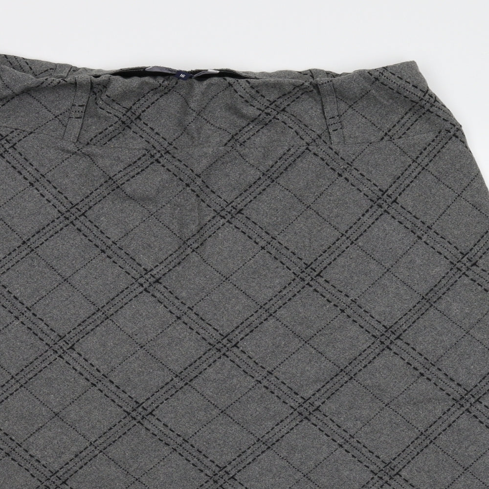 Sarah Hamilton Womens Grey Argyle/Diamond  A-Line Skirt Size 16