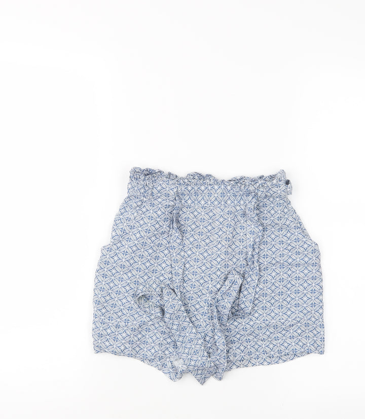 Primark Womens Blue Geometric Boyfriend Shorts Size 6