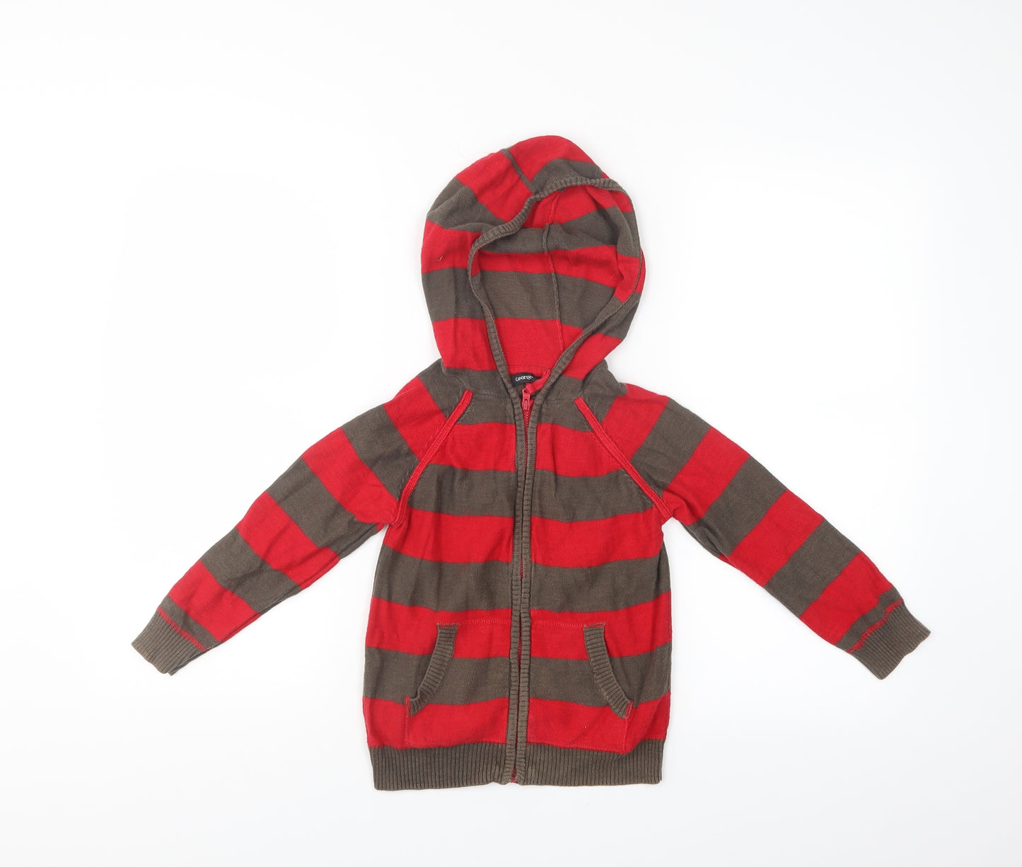 George Boys Multicoloured Striped  Full Zip Hoodie Size 4-5 Years