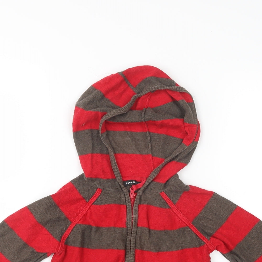 George Boys Multicoloured Striped  Full Zip Hoodie Size 4-5 Years