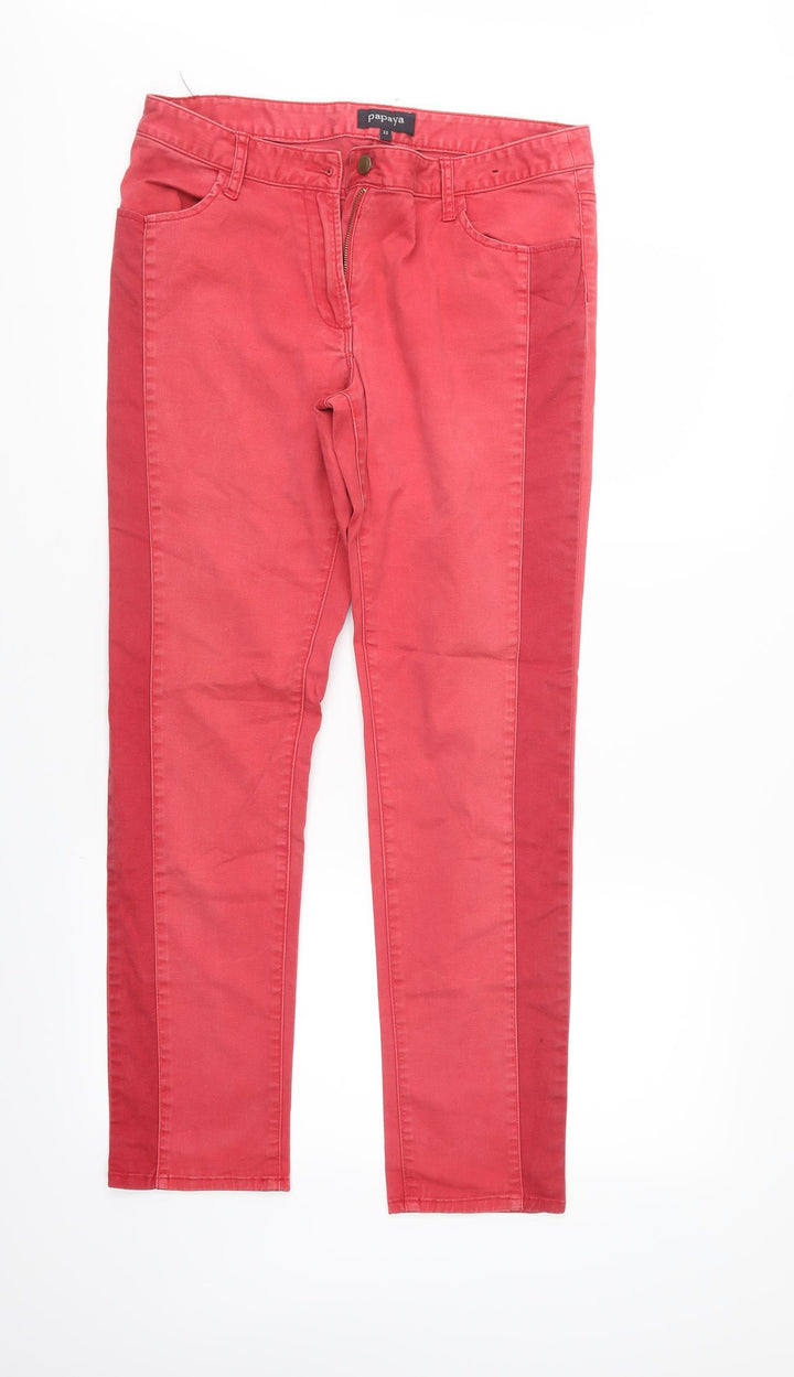 Papaya Womens Red Denim Straight Jeans Size 12 L28 in