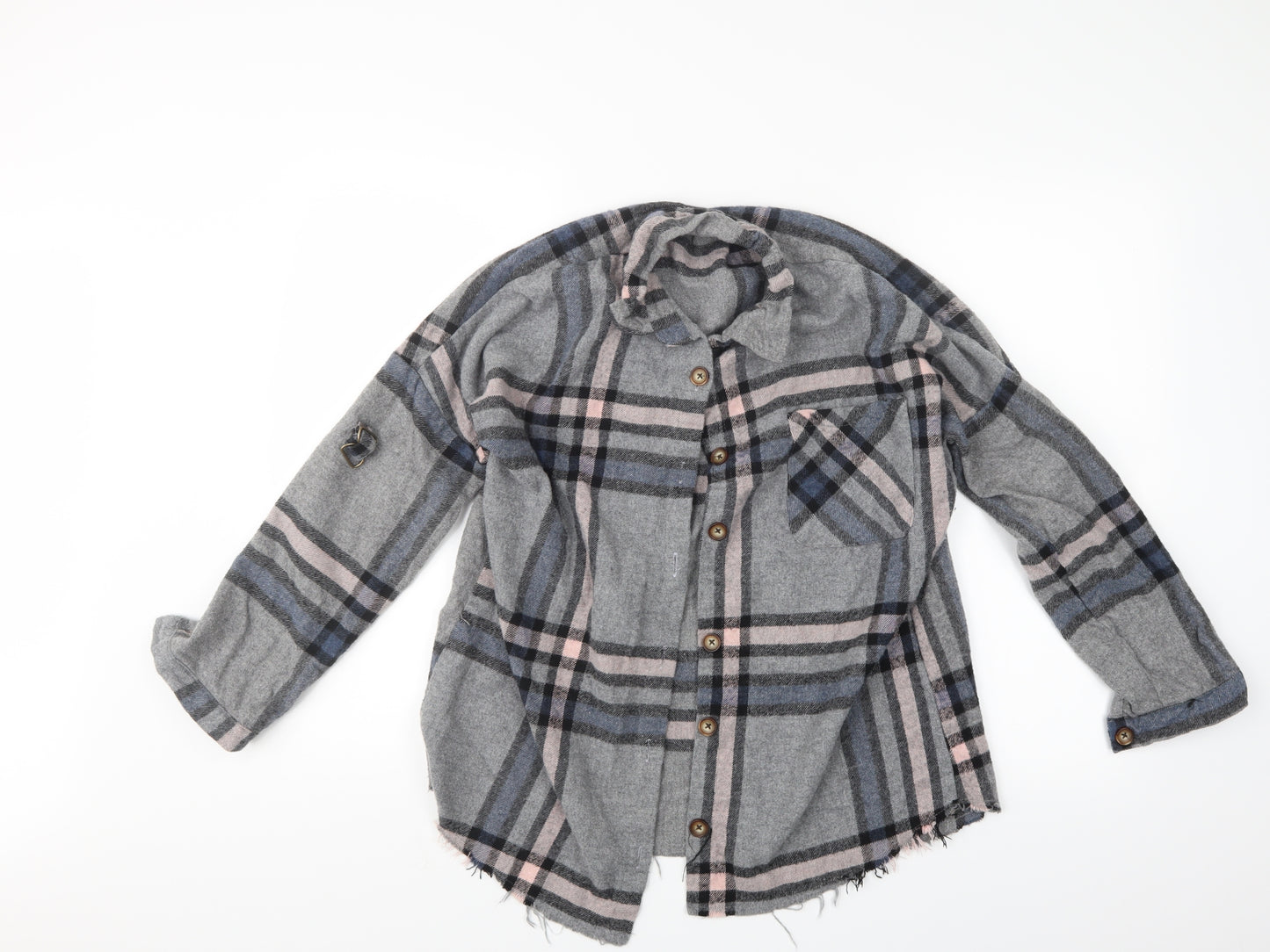 Suffle Womens Multicoloured Check  Basic Button-Up Size L  - Distressed