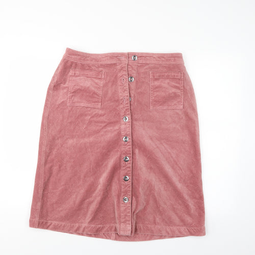 Preworn Womens Pink  Corduroy A-Line Skirt Size 14