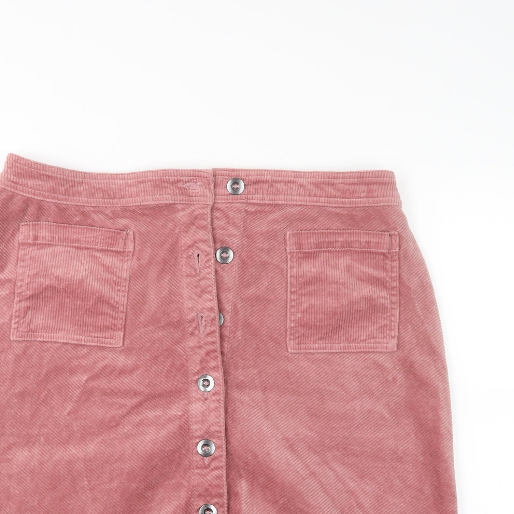 Preworn Womens Pink  Corduroy A-Line Skirt Size 14