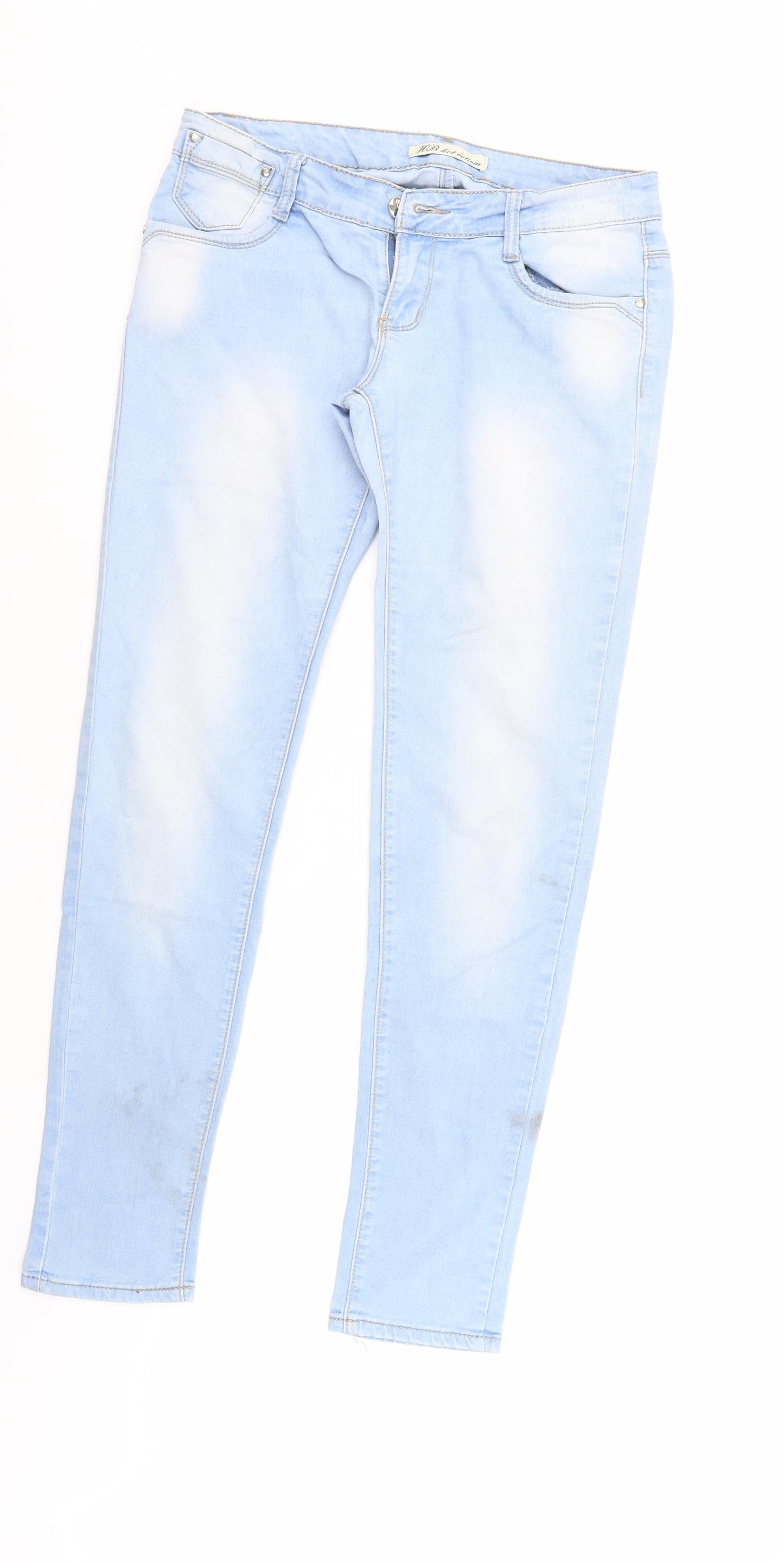 Hot Bottom Womens Blue  Denim Straight Jeans Size 14 L31 in