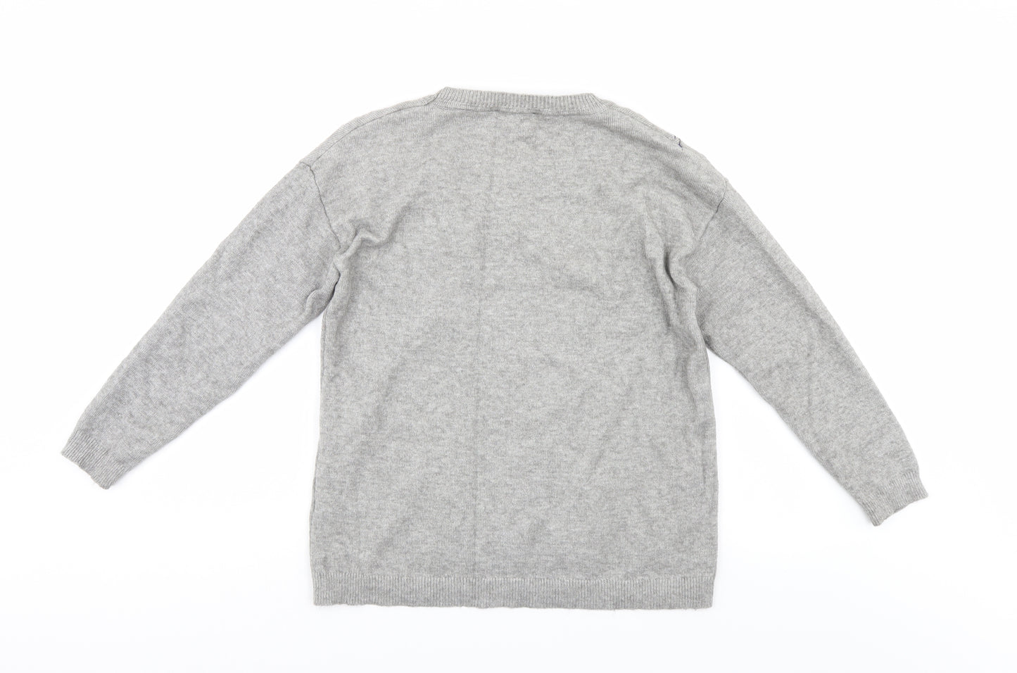 Dorothy Perkins Womens Grey Floral  Pullover Jumper Size 14