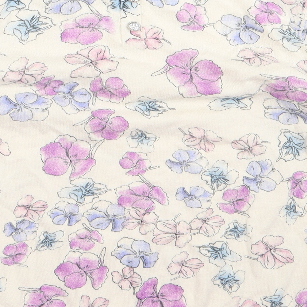 Warehouse Womens White Floral  Basic T-Shirt Size 12