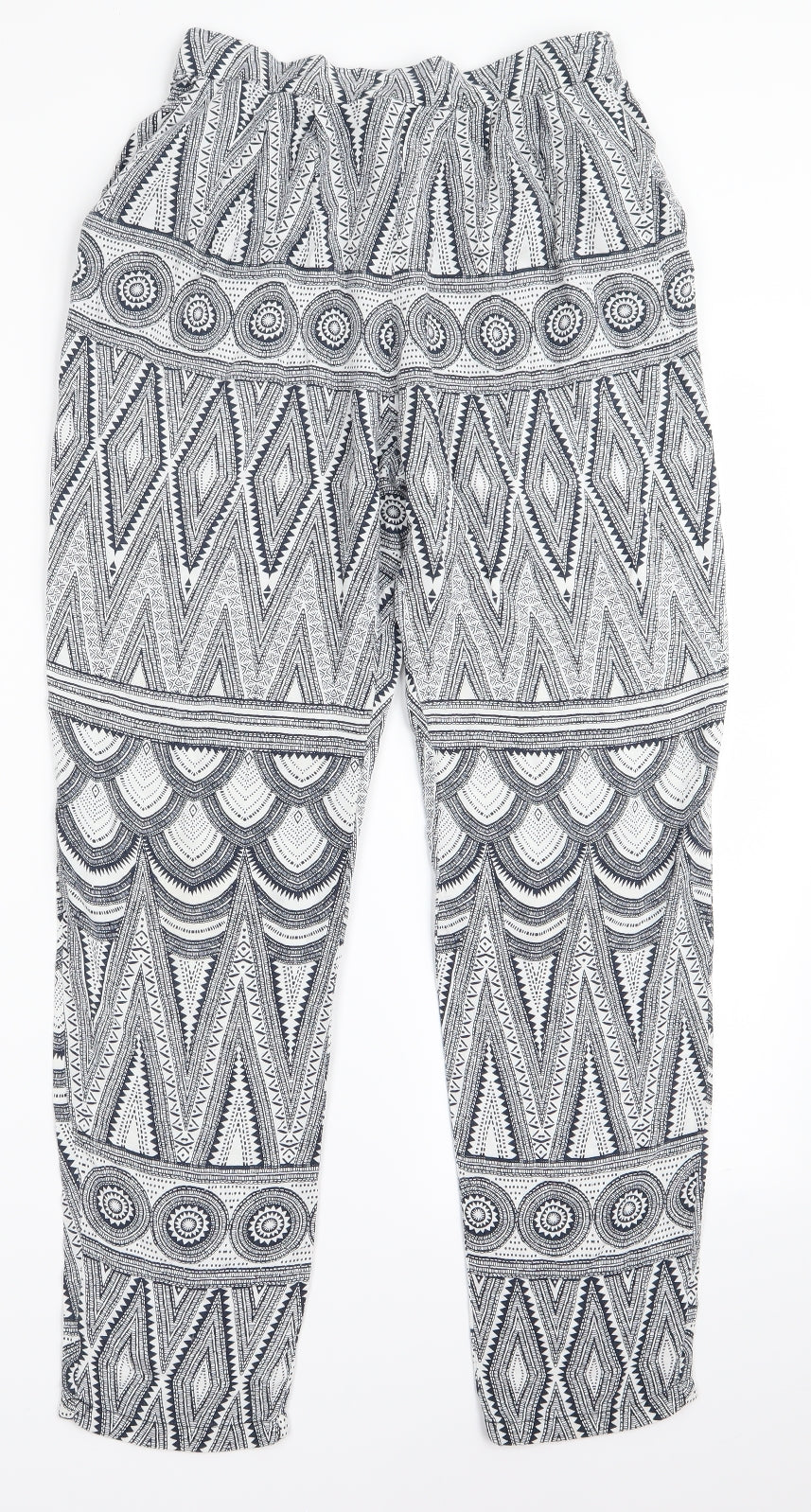 H&M Womens Black Paisley  Trousers  Size 4 L26 in