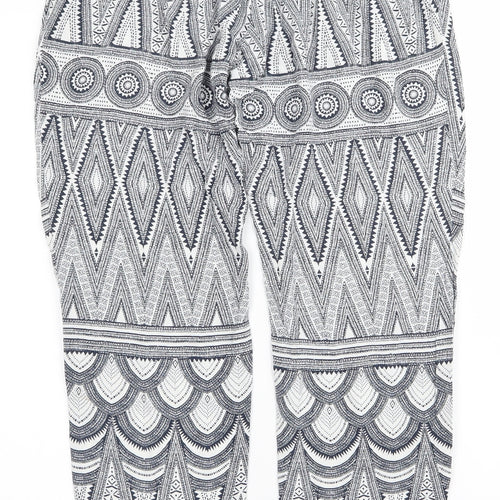 H&M Womens Black Paisley  Trousers  Size 4 L26 in