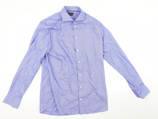 Front view of Cubus men’s blue button-up, size L