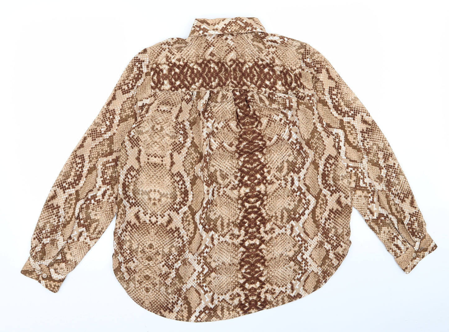 H&M Womens Brown Animal Print  Basic Button-Up Size 12