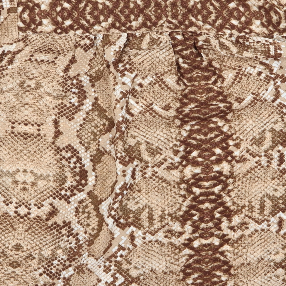 H&M Womens Brown Animal Print  Basic Button-Up Size 12