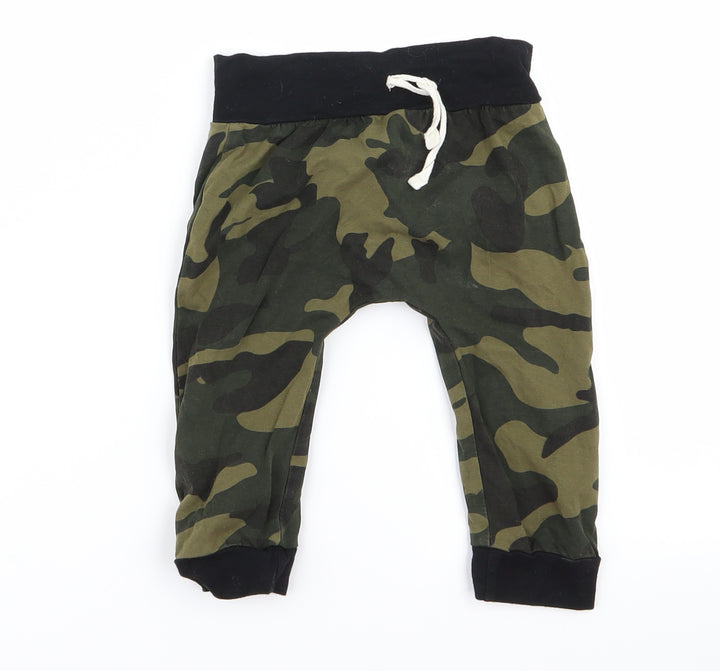 Preworn Baby Green Camouflage  Jogger Trousers Size 9 Months