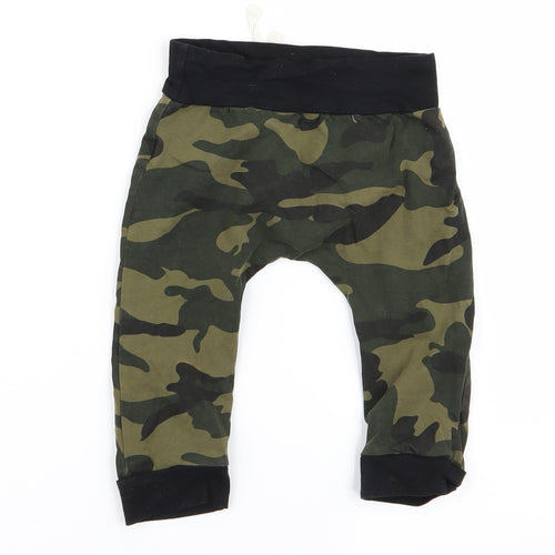 Preworn Baby Green Camouflage  Jogger Trousers Size 9 Months