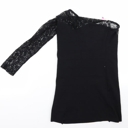 Preworn Womens Black  Rayon Pencil Dress  Size 12