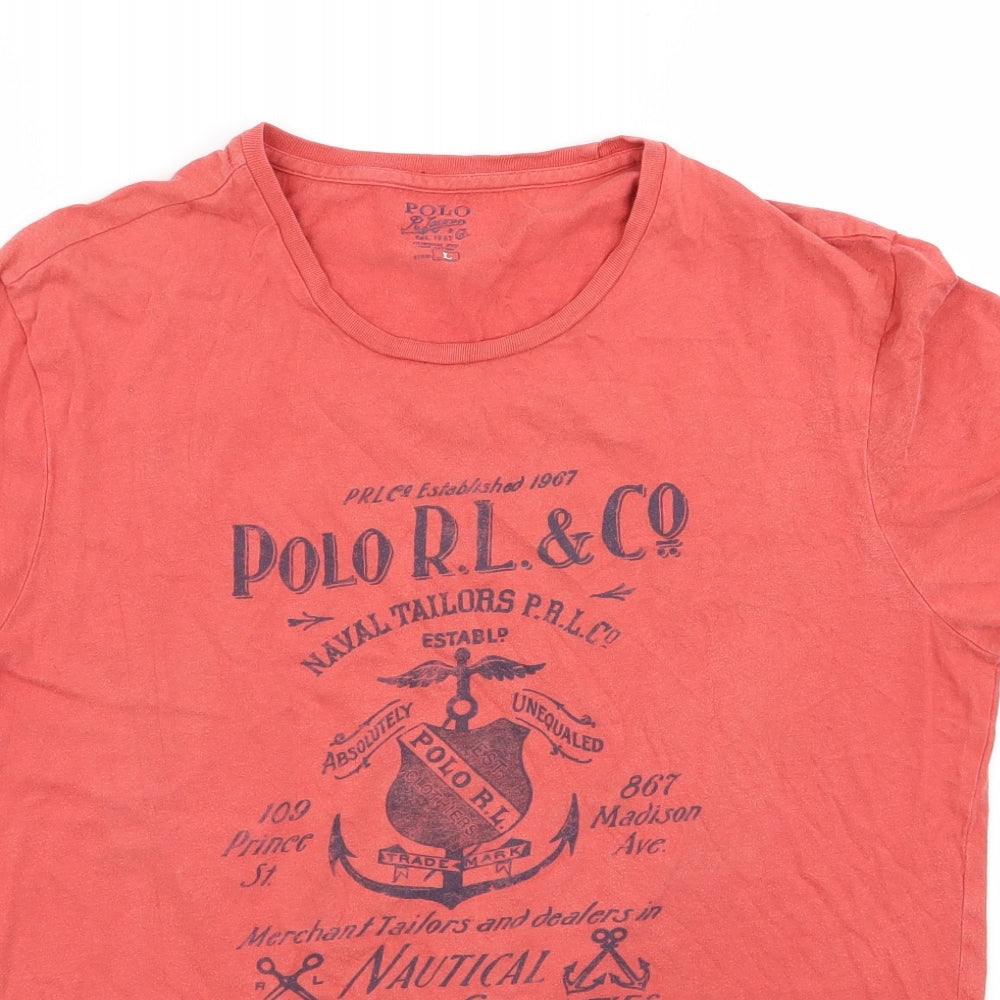 Ralph Lauren Mens Orange    T-Shirt Size L