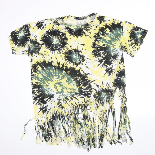 Boohoo Womens Yellow Floral  Basic Blouse Size 18