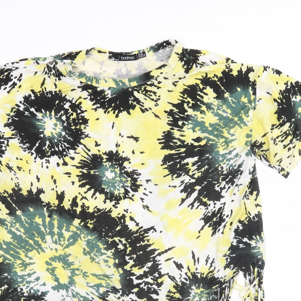 Boohoo Womens Yellow Floral  Basic Blouse Size 18