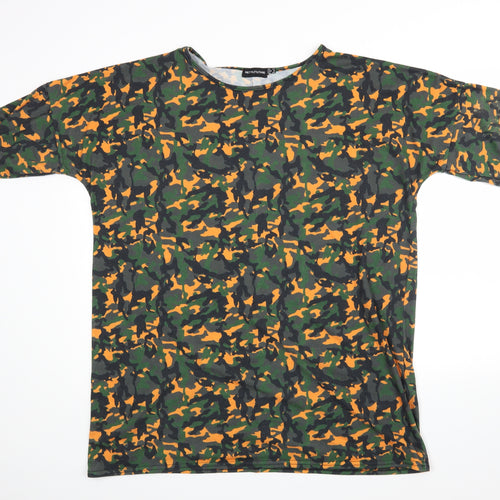 PRETTYLITTLETHING Womens Green Camouflage  Basic Blouse Size 12