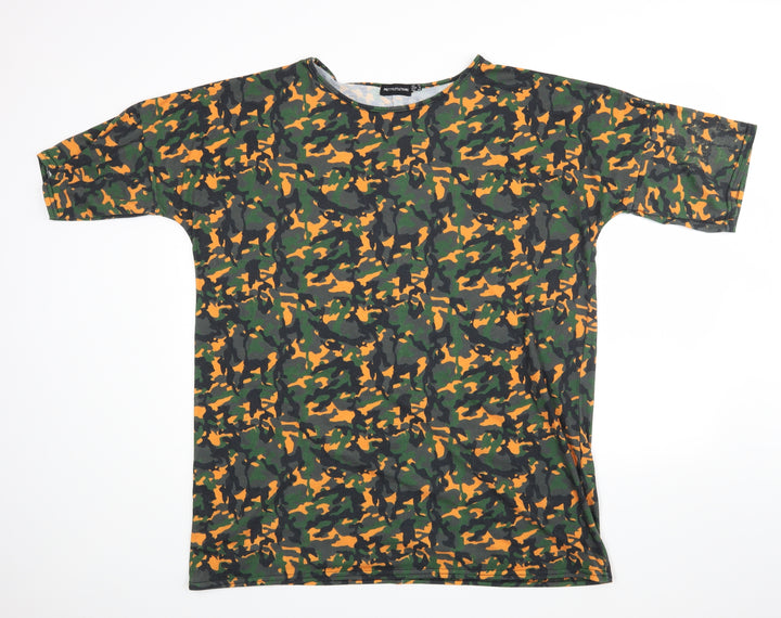 PRETTYLITTLETHING Womens Green Camouflage  Basic Blouse Size 12