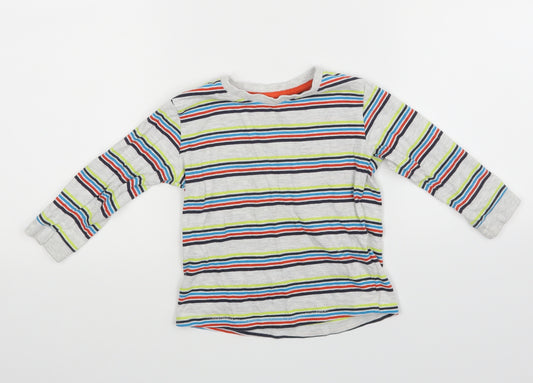 Front view of Preworn Baby Grey Striped Basic T-Shirt, size 18-24, Months
