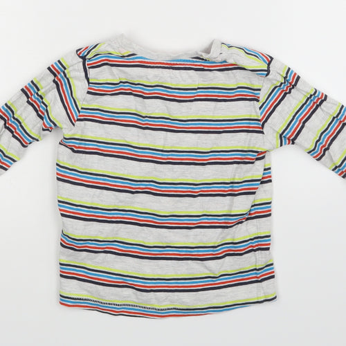 Preworn Baby Grey Striped  Basic T-Shirt Size 18-24 Months