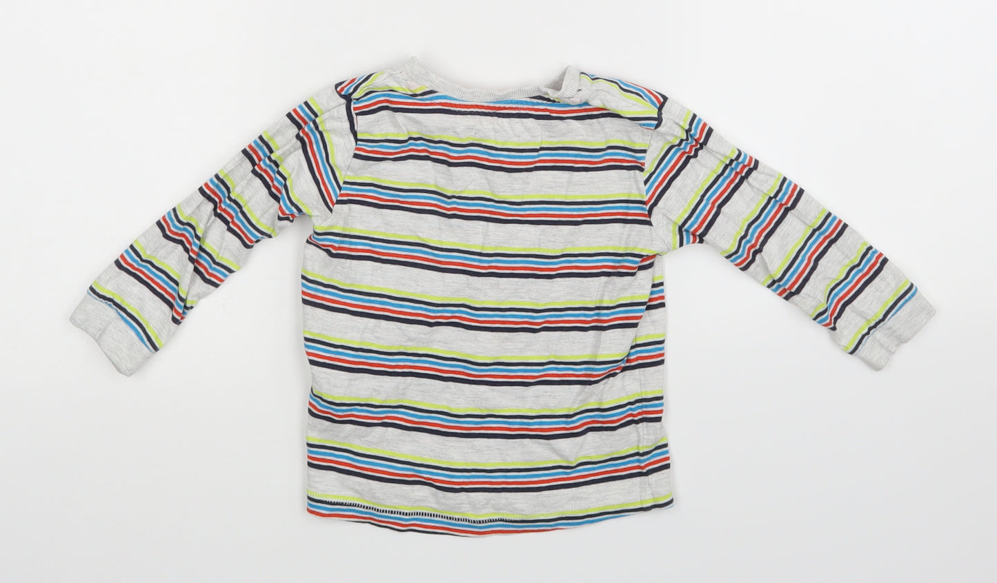 Preworn Baby Grey Striped  Basic T-Shirt Size 18-24 Months