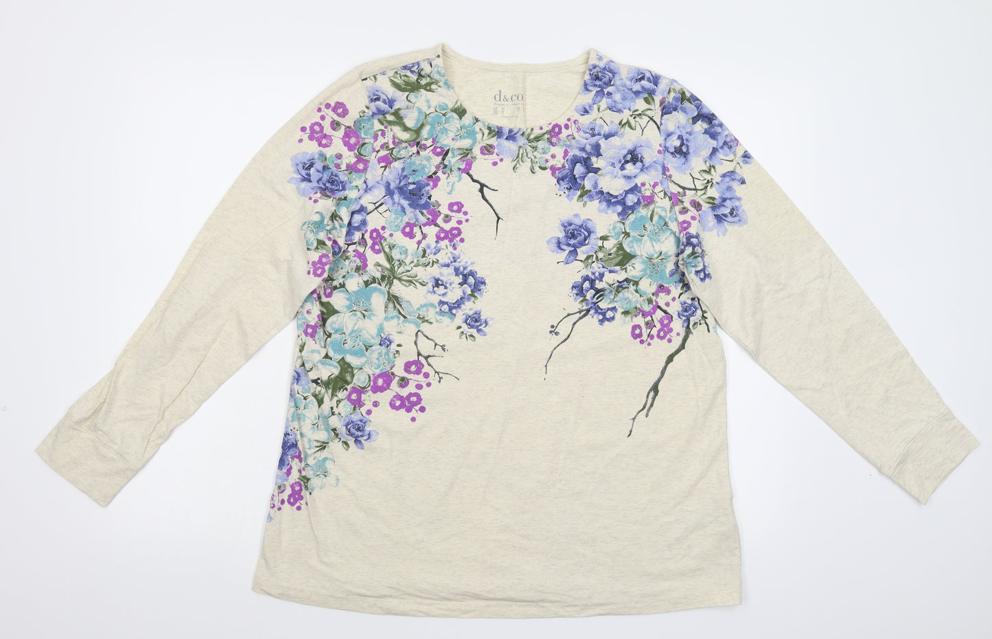 D&Co Womens Beige Floral  Pullover Jumper Size M